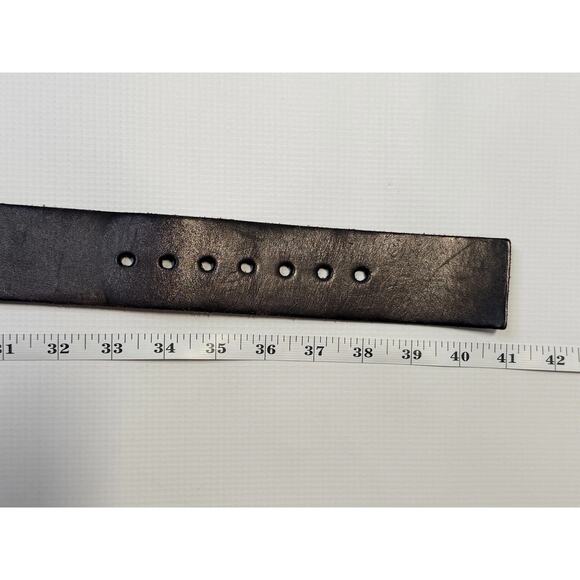 Red Monkey Belt Mens Black Leather Solid Brass Round Buckle Double O-Ring Heavy - Picture 9 of 9